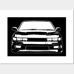 White Nissan Silvia S13 Sketch Art Posters and Art